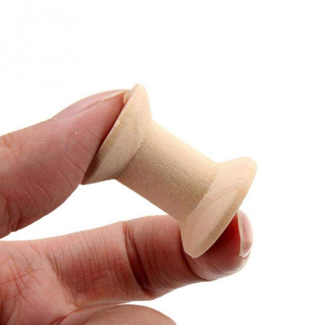 Pinicecore 10Pcs Vintage Wooden Empty Thread Spools Cylinder Needlework Manual Crafts Wood Bobbins Reels Organizer For Ribbon Sewing Tools