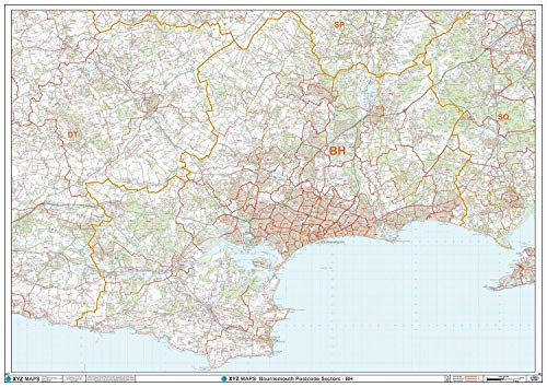 Bournemouth BH carte murale à code postal papier pour bureau et logistique