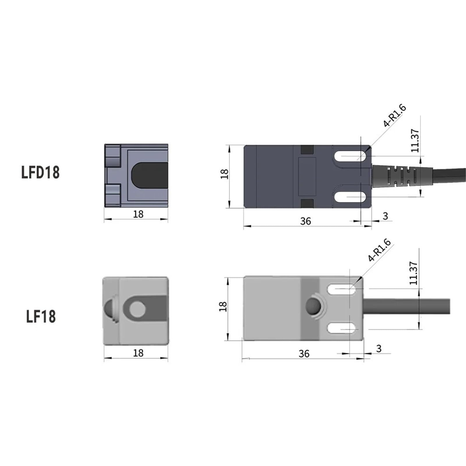Seria SN04 Kwadratowy indukcyjny przełącznik czujnika zbliżeniowego typu premium odległość wykrywania 5 mm IP67 10-30VDC 3-przewodowy NPN PNP (5 mm DC3-drut NPN NC)