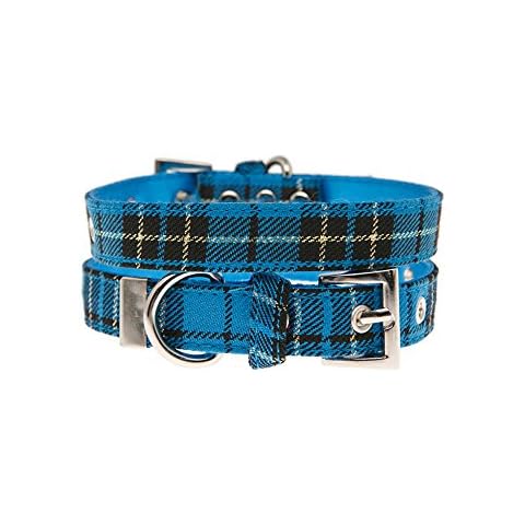 UrbanPup Blue Tartan Fabric Collar (Large - Dog Neck Circumference, adjusts: 14" to 18" / 35cm to 45cm) Cover