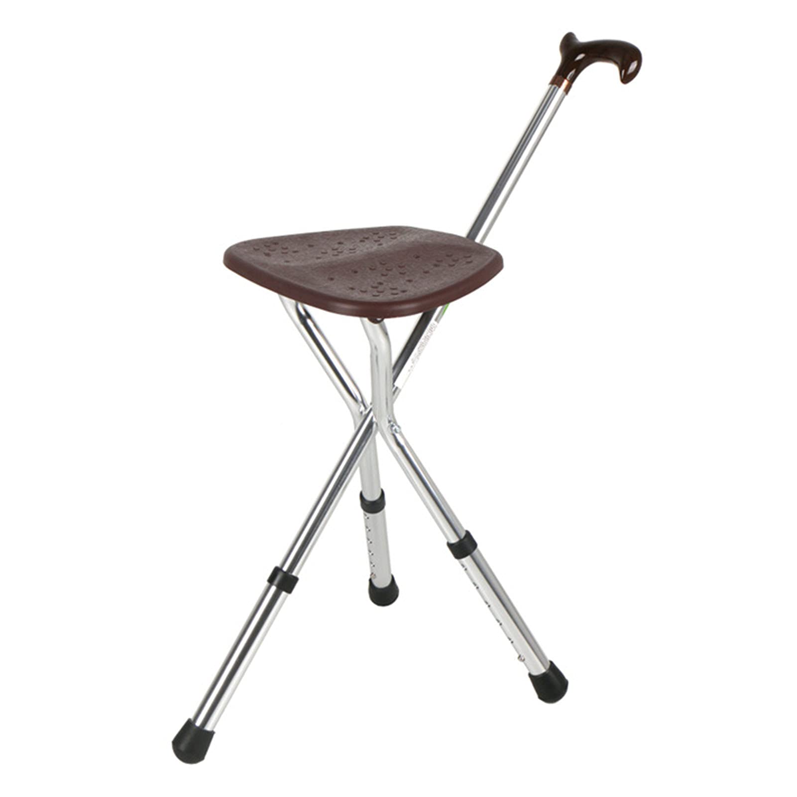 Sedile pieghevole per bastone da passeggio, sedia in canna di alluminio regolabile in altezza, sgabello con stampella massaggiante, sedili in canna a 3 gambe, bastone da passeggio altamente regolabi