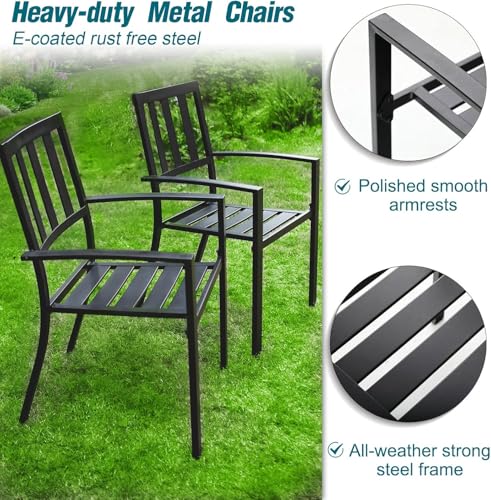 Image of PHI VILLA 7 Piece Patio Dining Set, 64 inch Steel Table | Outdoor Dining Set for 6 for Patio, Deck, Yard, Garden