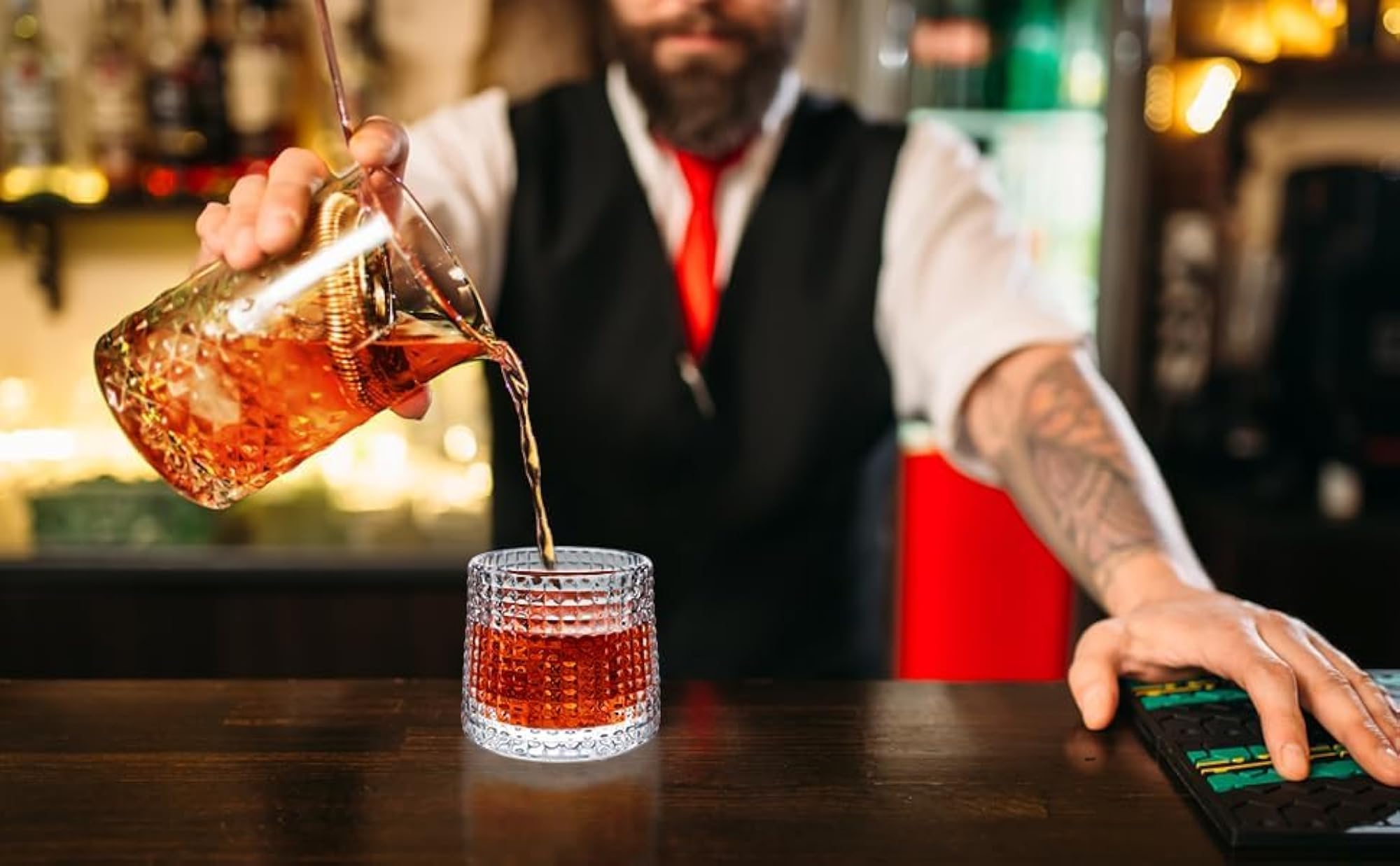 Premium Crystal Old Fashioned Spinny Whiskey Glass