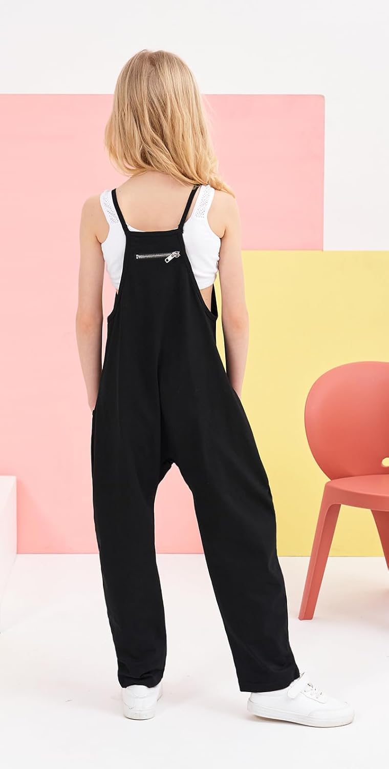 Jumpsuits for Girls Kids Casual Sleeveless Jumpsuits Spaghetti Strap Romper Long Pants with Pockets - Image 5
