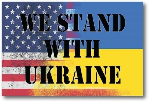 Magnet Me Up We Stand with Ukraine Ukrainian American Distressed Blended Flag Magnet Decal, 4x6 inches, Heavy Duty Automotive Magnet for Car Truck SUV