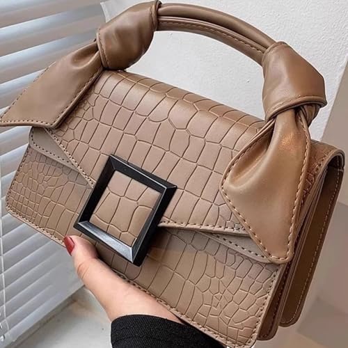 Image of Women Vegan Leather Evening Handbag Crocodile Pattern Handle Clutch Purse Cross Body Envelope Bag