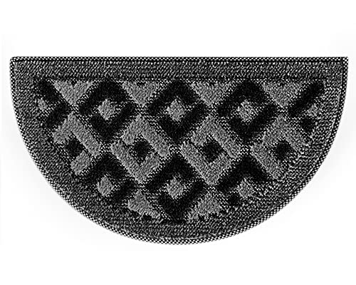 emmevi Gold 11 Paillasson en forme de demi-lune, tapis en caoutchouc antidérapant, pour intérieur et extérieur, motif losanges, 40 x 70 cm 40 x 70 cm gris