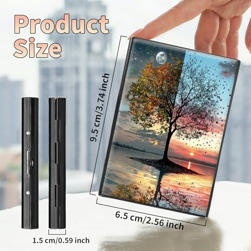 Image of Slim Credit Card Holder, Day and Night Art Tree RFID Blocking Metal Wallet for Men & Women, Aluminum Minimalist Hard Case Pocket-Sized Business Cards Organizer (Fits Up to 10 Cards)