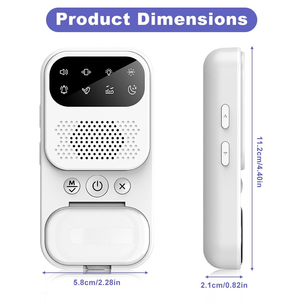 XPJBKC Alarma Enuresis Nocturna Niños, Inalámbrico Enuresis Alarma con Desinfección UV, con Vibración y Tono de Llamada, Carga USB y Alcance de 10 m, Aprendizaje para IR al Baño (Blanco) — view 2