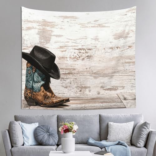 Tenture murale cowboy JEJEA en tissu imprimé de dimensions 152 x 130 cm