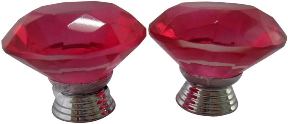 Tangpan 40mm Diamond Crystal Glass Door Knobs Cabinet Drawer Bin Dresser Pull Handle Color Pink Pack of 8