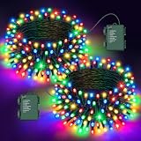 FFZZKJ Christmas Lights Outdoor Indoor Total 100 LED 8 Modes with Timer Waterproof 16.4Ft*2, 50LED*2 Fairy Lights Battery Operated for Christmas Decorations, Multi-Coloured