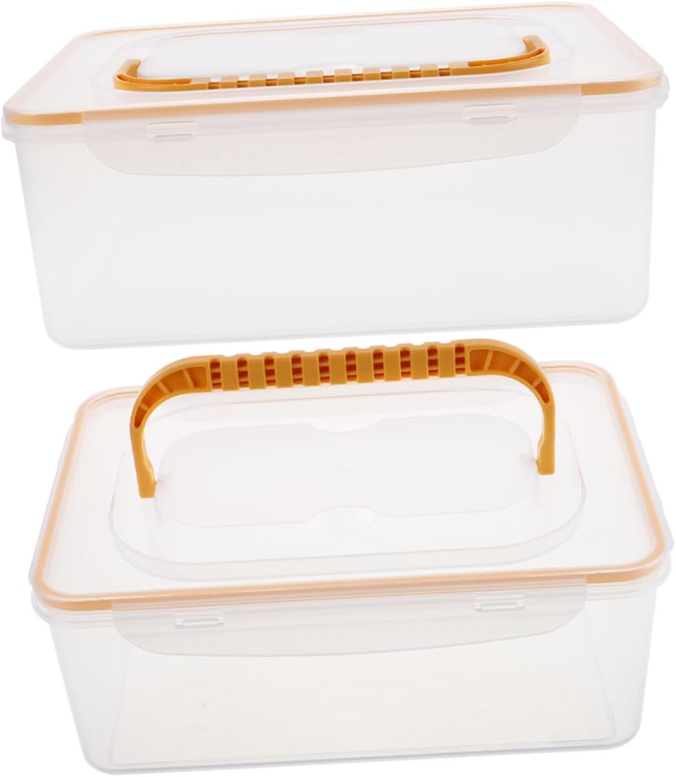 Amosfun 2Pcs Breastmilk Storage Container Clear Freezer Organizer Bins with Lid for Optimal Freshness Leakproof Milk Storage for Bottles and Bags for Refrigerator and Pantry