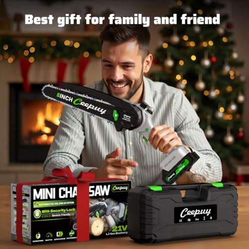 Image of CEEPUY Mini Chainsaw Cordless, 8 /6 Inch Portable Electric Chainsaw with Automatic Oiler /Security Lock /Battery Powered Small Handheld Saw for Trees Branches Trimming,Wood Cutting