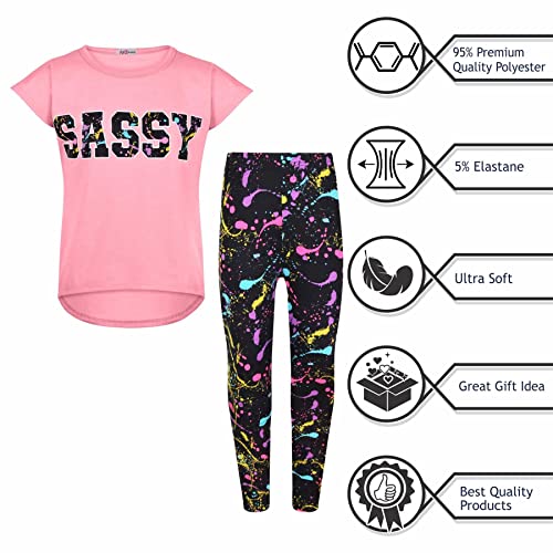 Image of A2Z 4 Kids Girls Love Crop Top T-Shirt And Splash Fashion Leggings Girls Pants Kids Outfit Sets Age 5-14 Years