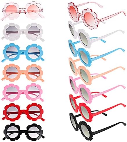 Spiralization Direct 12 Pieces Kids Sunglasses Round Flower Sunglasses Toddler Boys Girls Cute Flower Shaped Sunglasses For Kids Gift