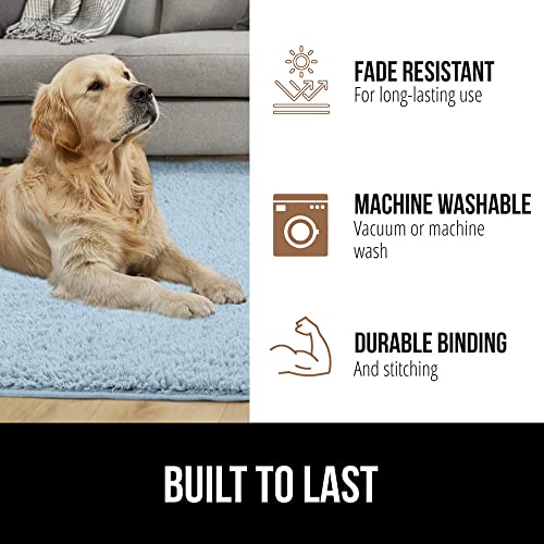 Gorilla Grip Soft Faux Fur Area Rug, Washable, Shed And Fade Resistant, Grip Dots Underside, Fluffy Shag Indoor Bedroom Rugs, Easy Clean, For Living Room Floor, Nursery Carpets, 6X9 Ft, Light Blue #TOP5