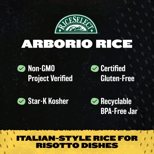 Riceselect Arborio Rice For Italian Risotto, Premium Gluten Free Rice, Non-Gmo, 32 Ounce Jar #TOP3