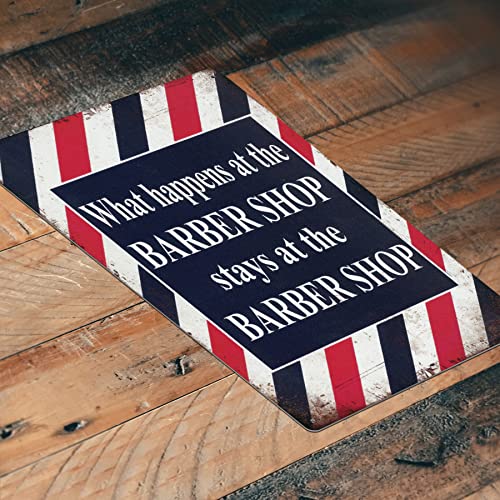 What Happens At The Barber Shop Stays At The Barber Shop Tin Sign, Funny Sign, Barber Sign, Hair Stylist Sign, Business Sign, 8-Inch By 12-Inch Sign | Tsc484 | #TOP3