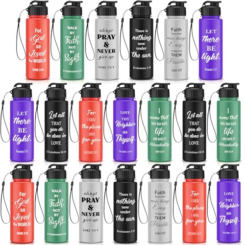 Mifoci 20 Pcs Christian Religious Water Bottle Bulk 17 oz, Classic