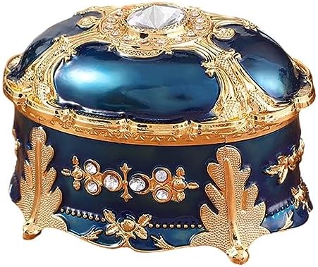Vintage Metal Jewelry Box Trinket Case Bracelet Pearl Gift Storage Cosmetic(Black) image 4