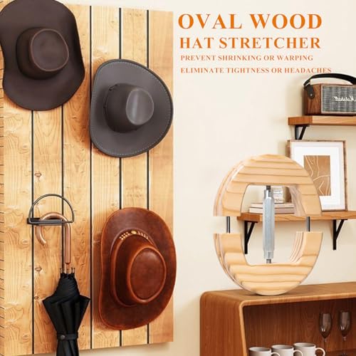 Image of Hat Stretcher, Oval Hat Stretchers for Men Fitted Hats, Cowboy Hat Jack