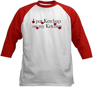 CafePress - Ketchup On Ketchup Kids Baseball Jersey - Kids Cotton Baseball Jersey, 3/4 Raglan Sleeve Shirt Red/White