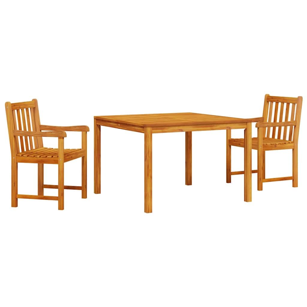 Salon de jardin bois massif acacia 3 pièces avec table et fauteuils de jardin modernes