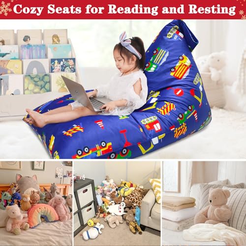 Jorbest Stuffed Animal Bean Bag Storage, Cute Excavator Stuffed Animal Storage for Kids and Adults, Luxury Velvet Bean Bag Covers Only without Filling, (200 L/52 Gal) - Thumbnail 6