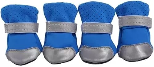 LEPSJGC - 4 zapatos reflectantes para cachorros de perro Pomerania, con suela suave, accesorios para perros (color azul, talla 2)