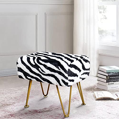 Warmaxx Zebra-Print Faux Fur Ottoman