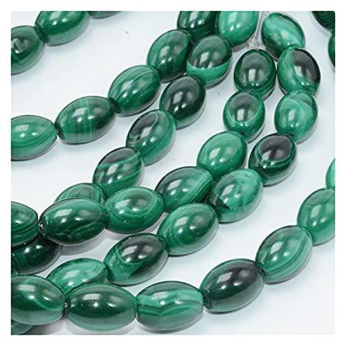 Lucky Contas de arroz soltas de malaquita natural 8x12mm / 10x14mm Presente (Color : 10x14mm)