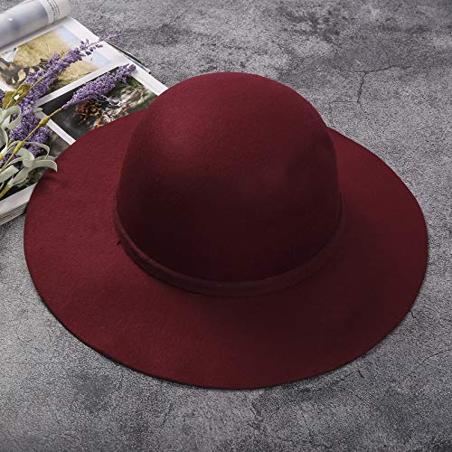 Kids Girls Retro Fedora Hats Solid Color Wide Brim Felt Bowler Floppy Hats Vintage Bow Bucket Caps for Fall Winter4