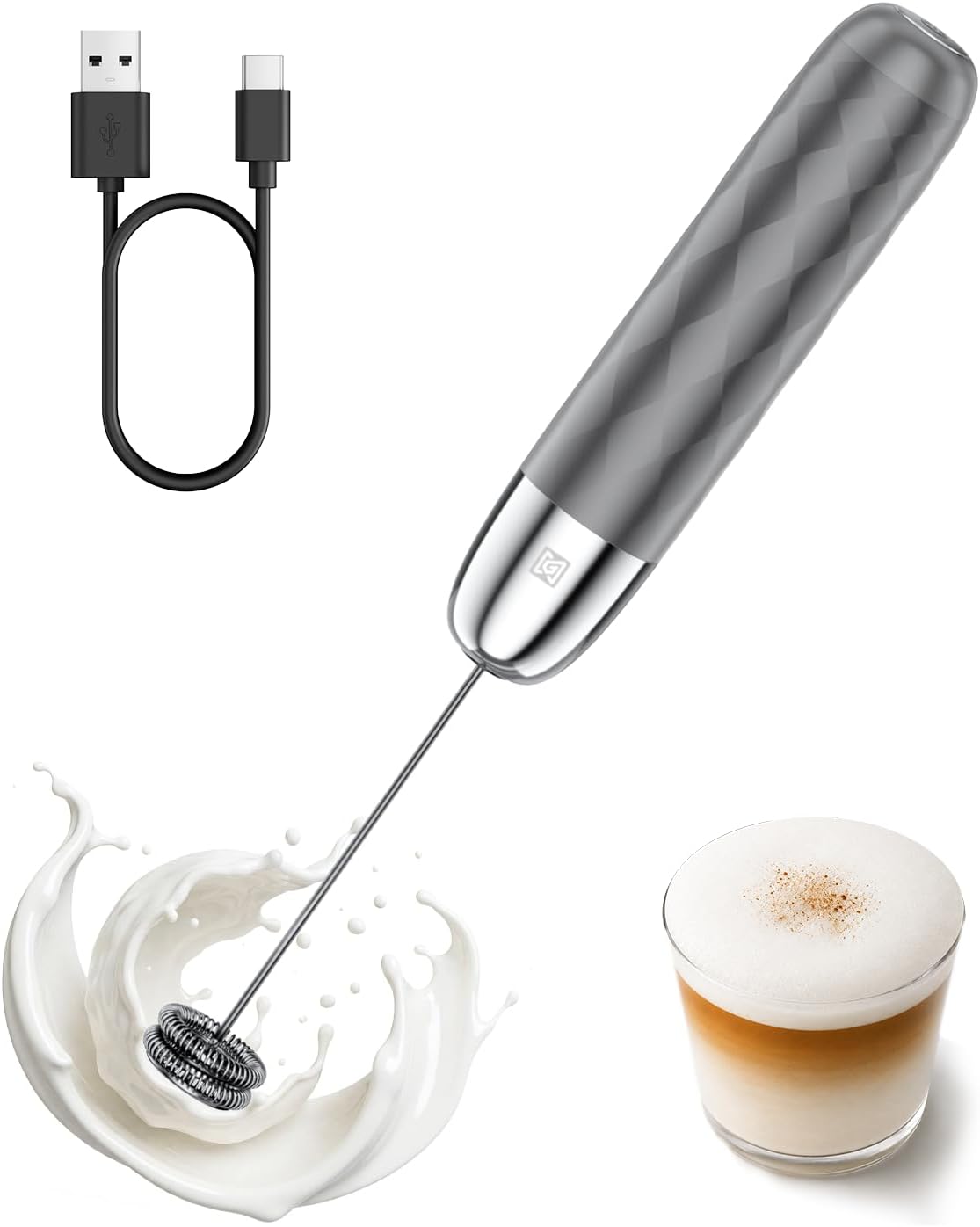 Maestri House Rechargeable Milk Frother Handheld Coffee Frother Drink Whisk