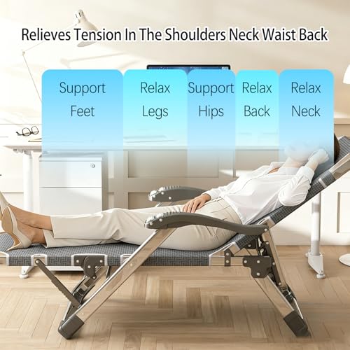 Chaise de camping inclinable et réglable 178cm pour un confort de bronzage optimal