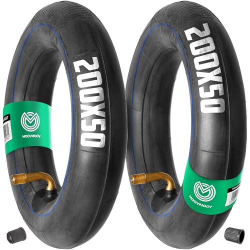 MOOVMOOV 2X Innen Schlauch 200x50 cm - 90/90 Winkelventil - Kompatibel mit Elektroroller (Razor, Coped, etc.), Kart, Kinderwagen & Longboard - Universelle Premium Qualität - 8 Zoll Luftreifen