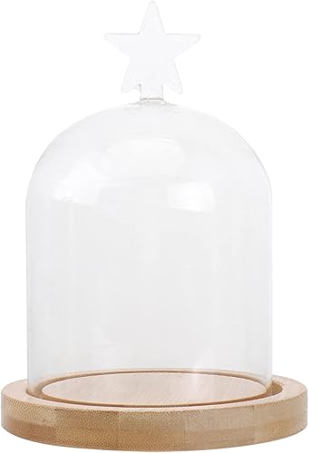 PartyKindom Cúpula de vidrio transparente Cubierta de cristal de la cúpula de la bola de cristal Centro de mesa Cúpula de madera Plato de pastel