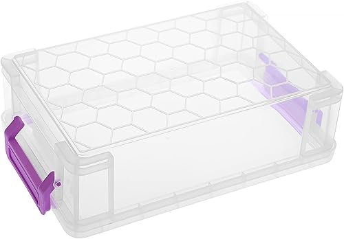 Miniatura 6 de BTSKY Paquete de 4 cajas de lápices de plástico extra grandes, apilables, translúcidas transparentes, juego de cajas de crayón, organizador de