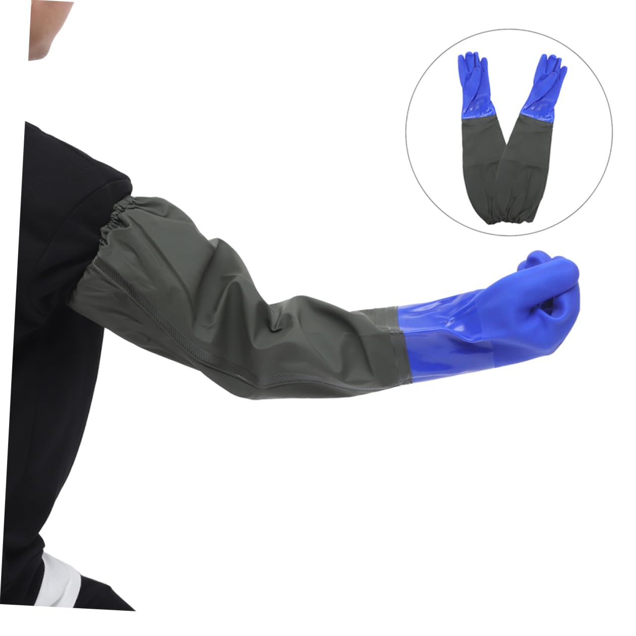 2pares Guantes de Goma Impermeables Codo para Lavar Platos para Limpieza de Cocina y Cuidado de Peceras