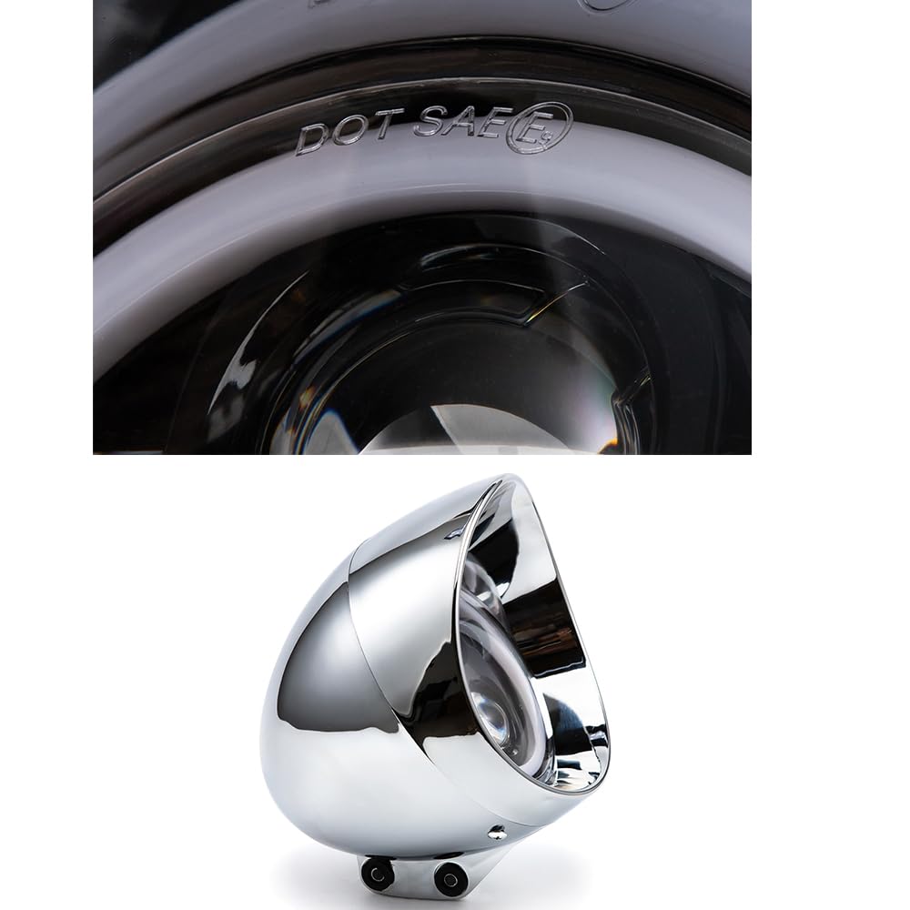 Faro delantero para motocicleta 7'' Faro retro universal para Cruiser Cafe Racer CA250 Steed400 Steed600 Magna250 (Plata)