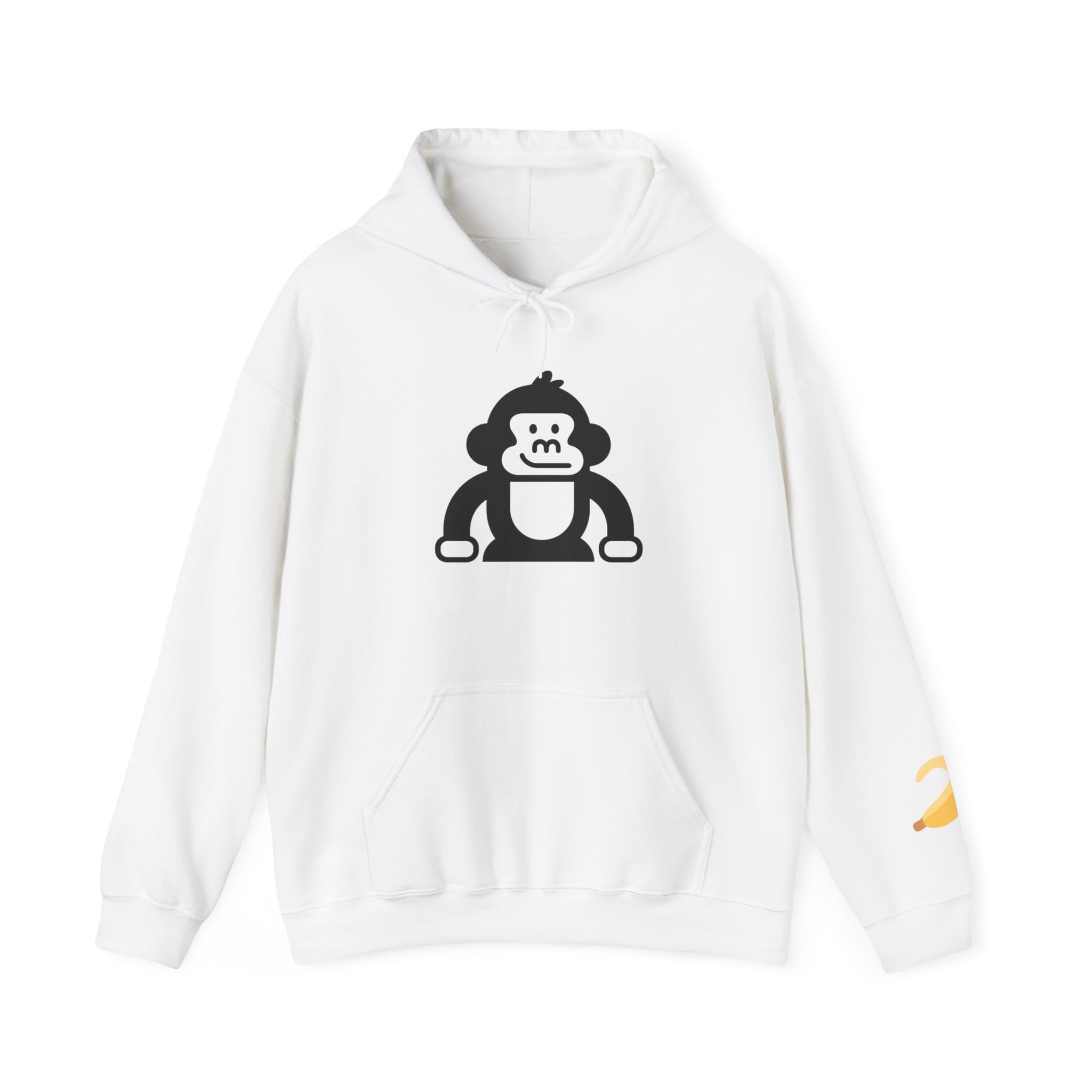 Cute Gorilla Hoodie with Minimal Banana Sleeve – Funny Monkey Graphic, Unisex Streetwear Pullover for Kids & Adults