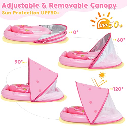 Urmywo Baby Pool Float With Removable Upf50+ Sun Protection Canopy, Baby Floats For Pool 6-12-24 Months Infant Toddler, Durable Baby Swim Float With Adjustable Seat, Extra Wide, Breathable, Sun-Proof #TOP1