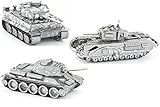 3D Metal Puzzle Models Of Tank Collection - DIY Toy Metal Sheets Assembling Puzzle, Realistic Display Of Tanks 3D puzzle – 3 Pack