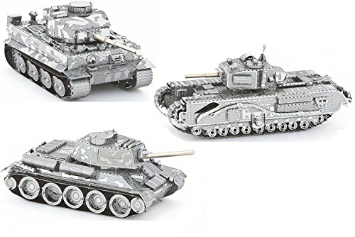 Lovotex 3D Metal Puzzle Models of Tank Collection - DIY Toy Metal Sheets Assembling Puzzle, Realistic Display of Tanks 3D Puzzle - 3 Pack