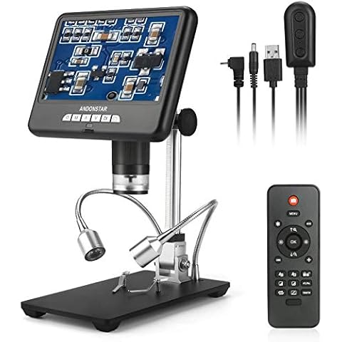 Andonstar AD207 Digital Microscope with 7-inch LCD Screen, PCB Soldering Tool and Phone Repair Instrument with 200X Magnification Cover