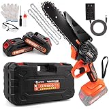 Mini Chainsaw, 6 inch Electric Mini Chainsaw Cordless with 2 Upgrade Rechargeable Battery, Handheld