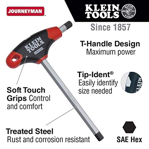 Image of KLEIN TOOLS JTH4E08 1 /8-Inch Hex Key with Journeyman T-Handle, 4-Inch