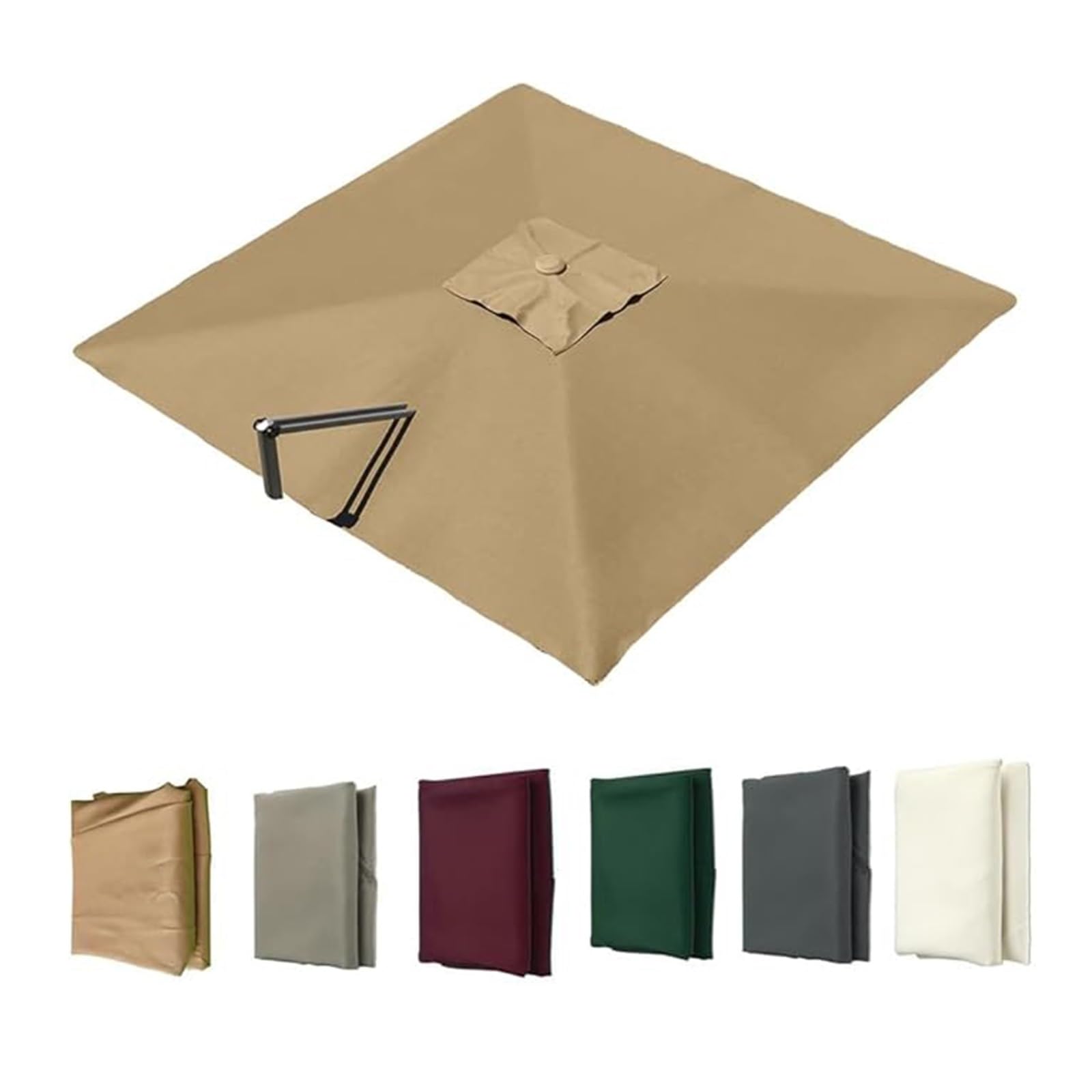 Replacement Canopy for 3.0M Square Cantilever Parasol, Outdoor Garden Umbrella Replacement Canvas, 8 Ribs UV Protection Replacement Cover(Khaki,3 x 3.0m (9.8 x 9.8fti))