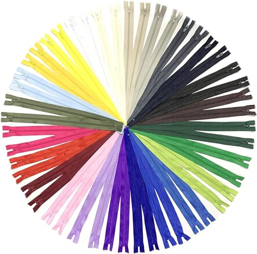 Image of Zippers for Sewing, DOITEM 48 pcs 60cm /24 Inch Zippers Multicolor Nylon Coil Zipper for Sewing and Crafts 24 Colors