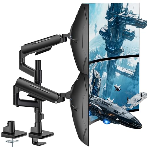 Image of ARES WING Dual Monitor Mount for 17-49 Inch Ultrawide Heavy Duty Curved Screen, Computer Monitor Arm Desk Mount, Gas Spring Adjustable Vesa Stand